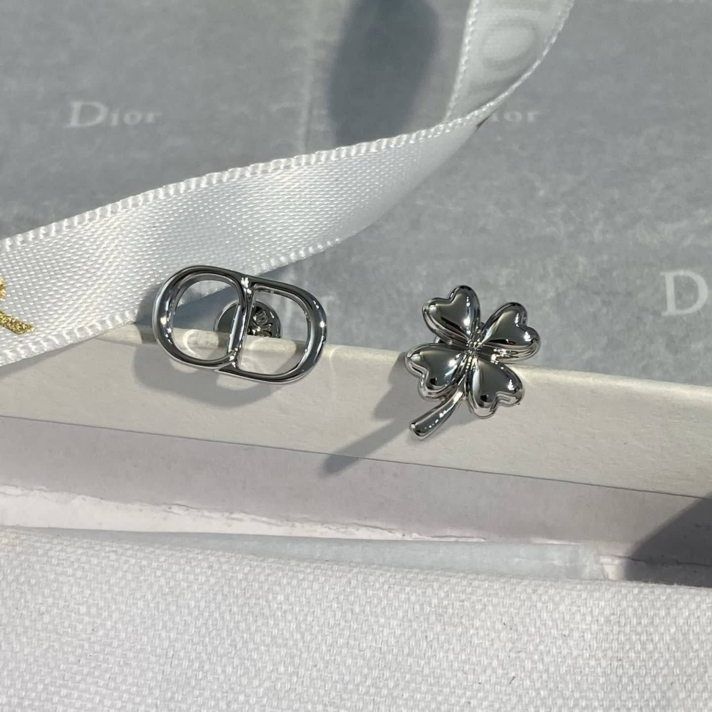 Van Cleef & Arpels Silver Clover Stud Earrings